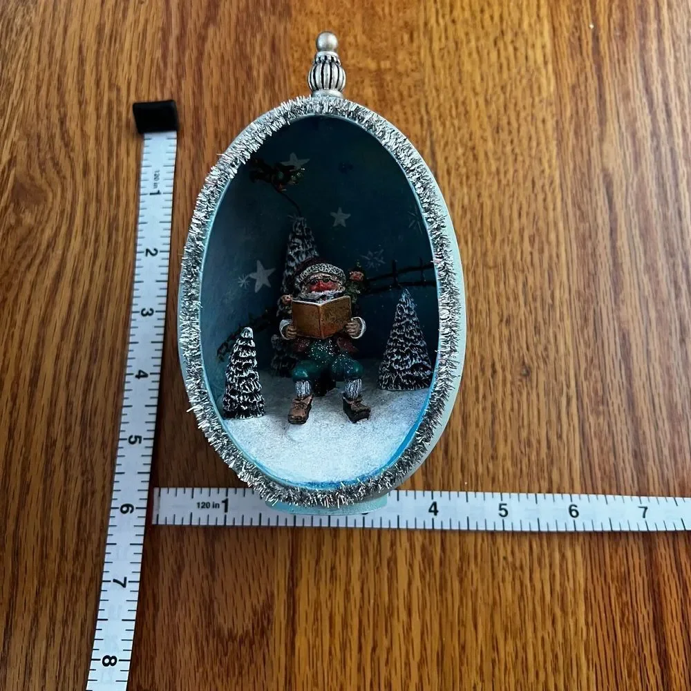 Silvestri Figments By Bobbi T. Lighted Christmas Egg On‎ Pedestal Santa